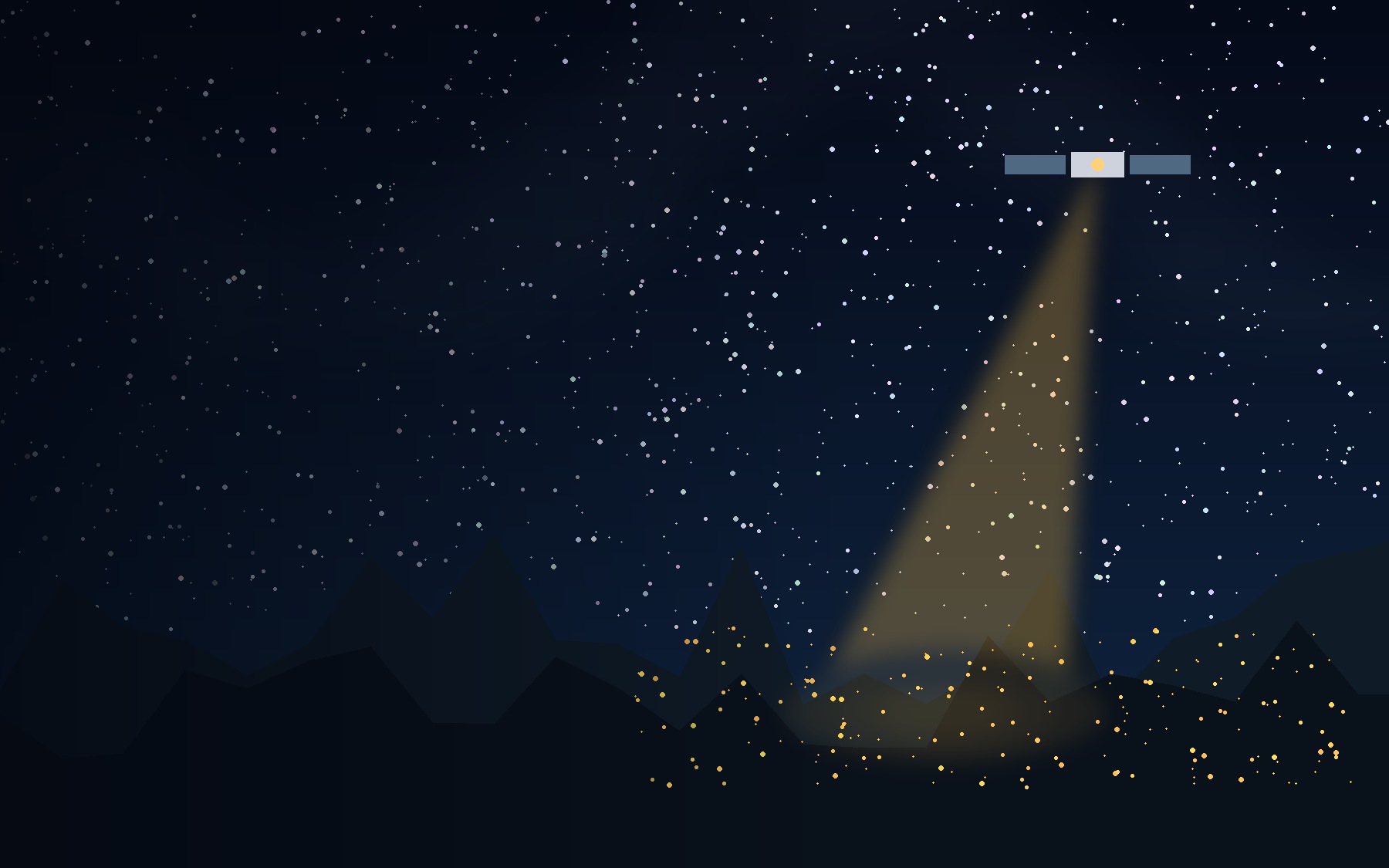 A natural star-filled night sky disrupted by an artificial beam of reflected sunlight from an orbital satellite